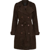 NOTYZ Trenchcoat i ruskind Frakker Dark Chocolate Brown