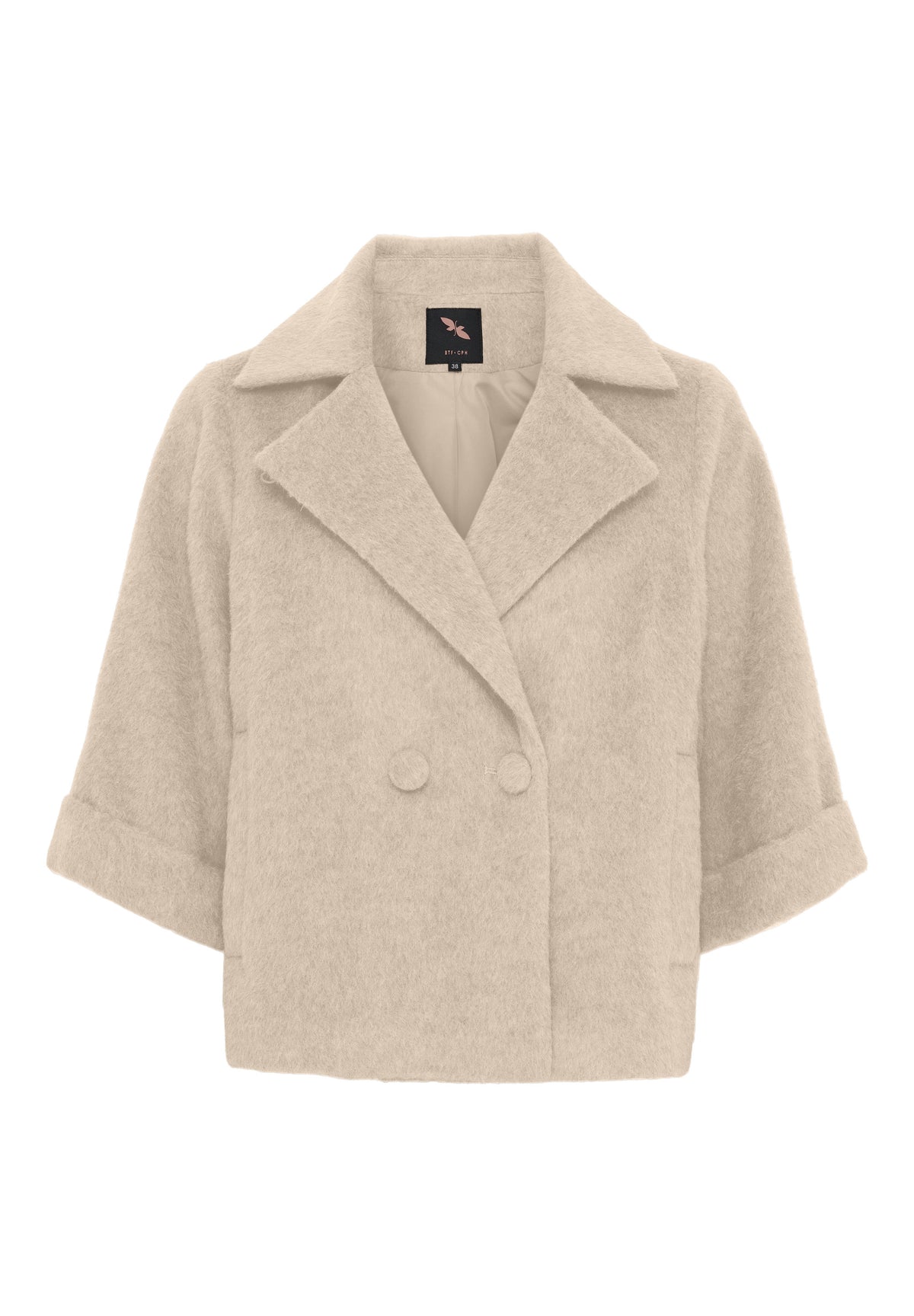 BTFCPH Trenchcoat i uld med korte ærmer Frakker Light Oatmeal