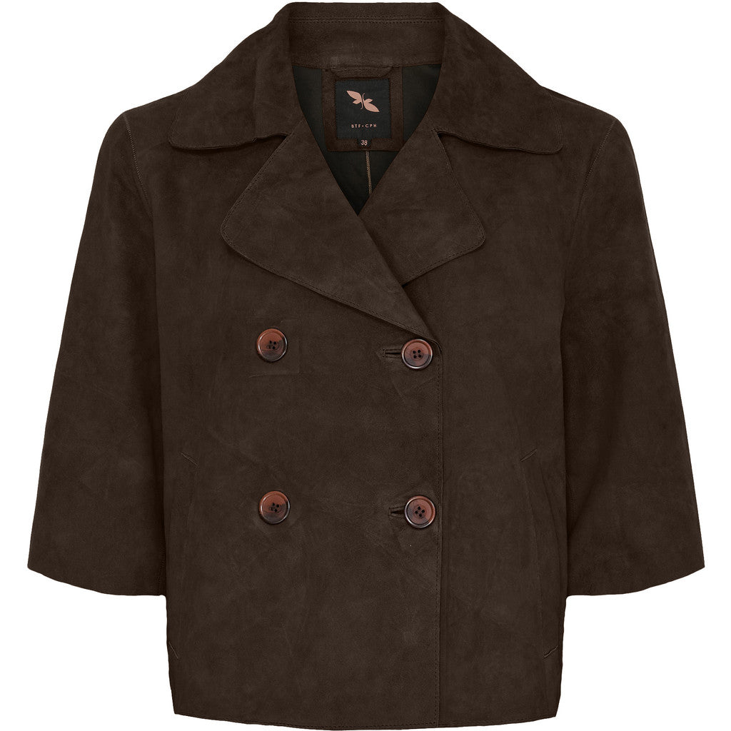 BTFCPH Trenchcoat med korte ærmer i ruskind Jakker Dark Chocolate Brown