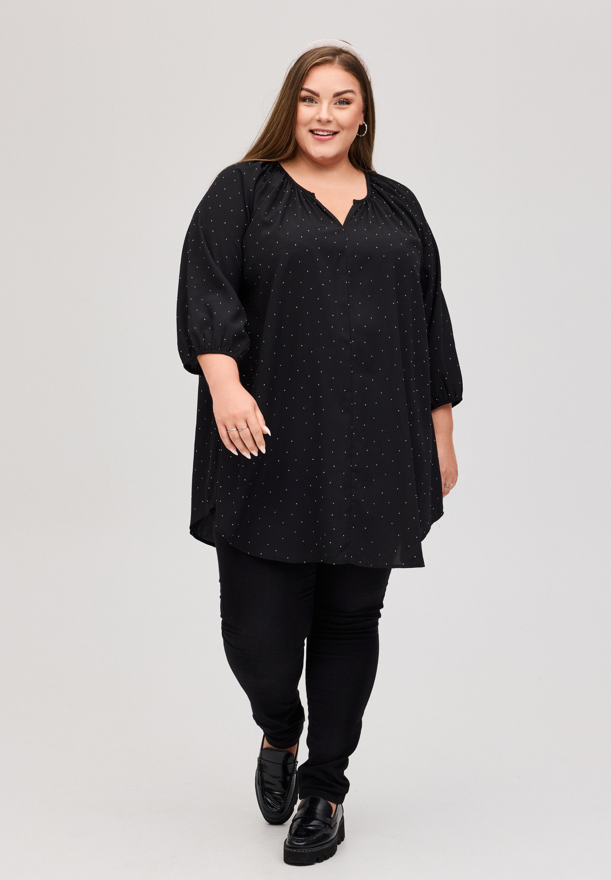 NO. 1 BY OX Tunika Kjole Tunika Black w Silver stones