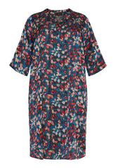 NO. 1 BY OX Tunika Kjole med Sidelommer Kjoler Cobolt Blue w Marmelade Rose flowers