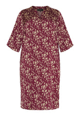 NO. 1 BY OX Tunika Kjole med Sidelommer Kjoler Warm Sand w Syrah Red graphic print