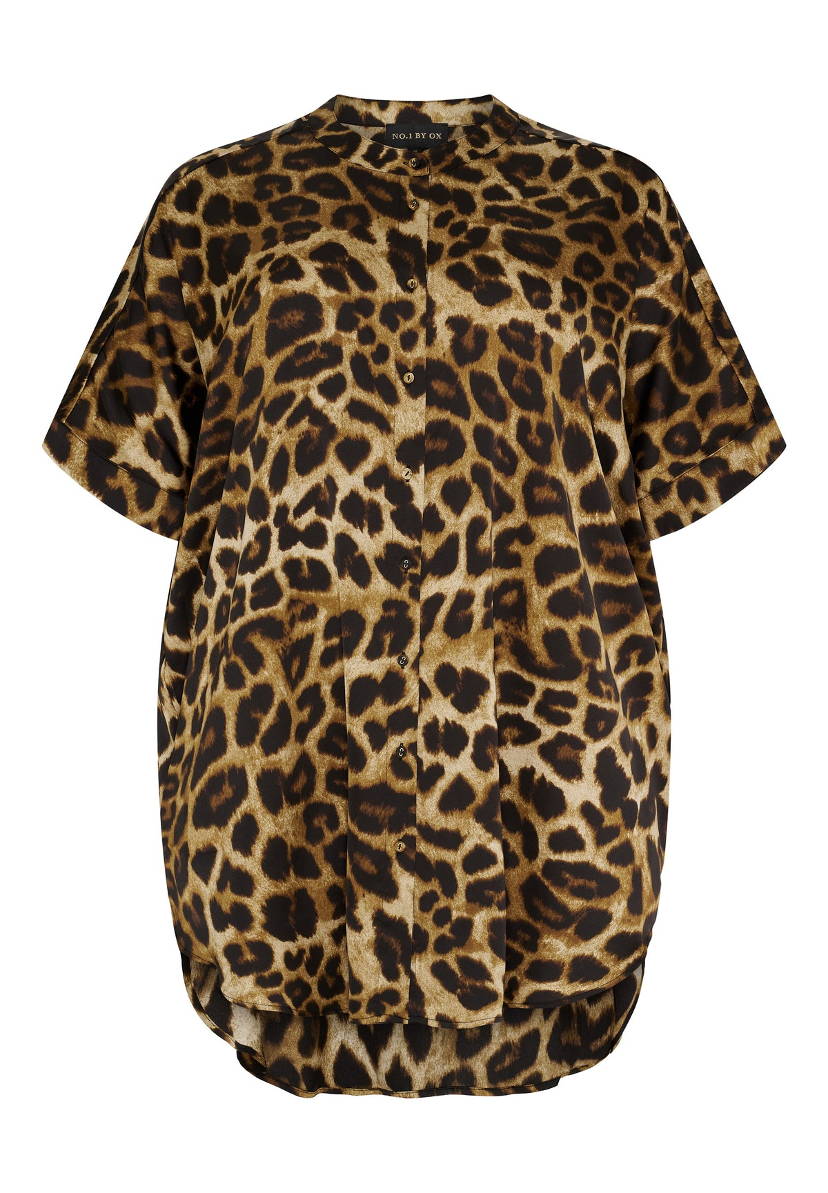 NO. 1 BY OX Tunika kjole Bluser Mocca Brown Leo Print