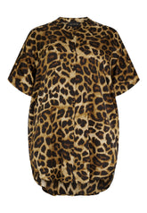 NO. 1 BY OX Tunika kjole Bluser Mocca Brown Leo Print