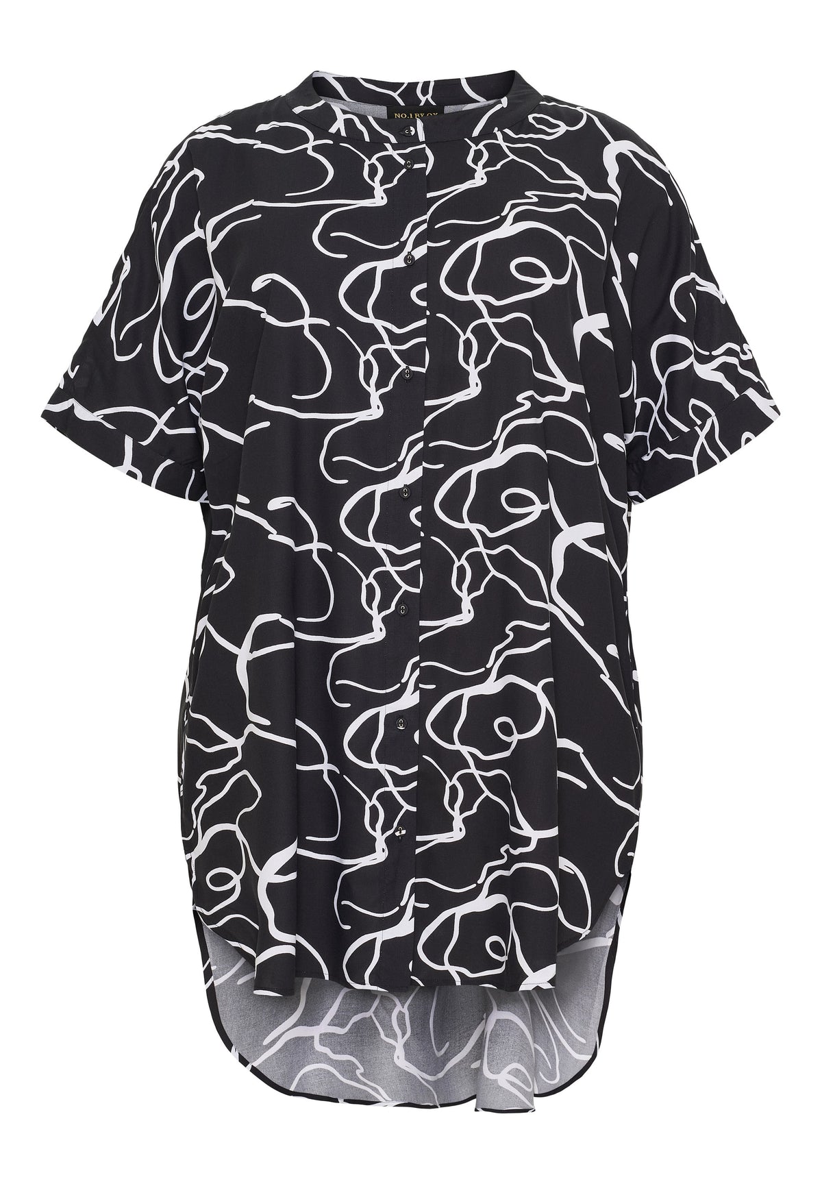 NO. 1 BY OX Tunika med mønster Bluser Black w White swirls