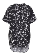 NO. 1 BY OX Tunika med mønster Bluser Black w White swirls