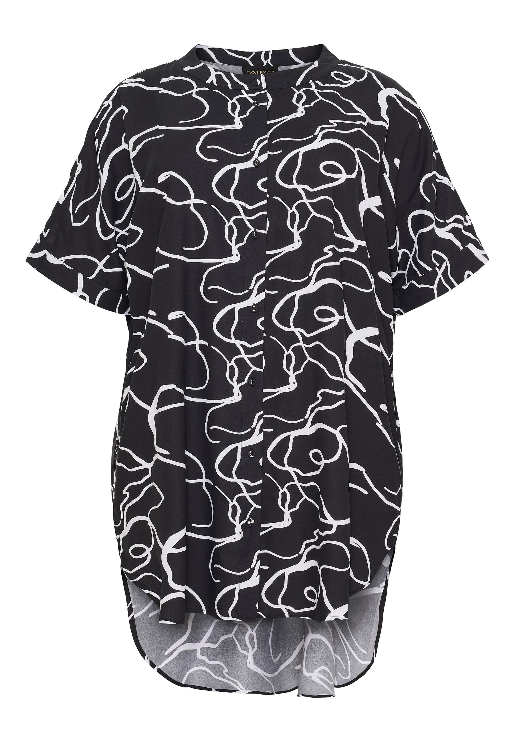 NO. 1 BY OX Tunika med mønster Bluser Black w White swirls