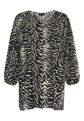 NO. 1 BY OX Tunika med zebra print Tunika Black w Cream Leo Print