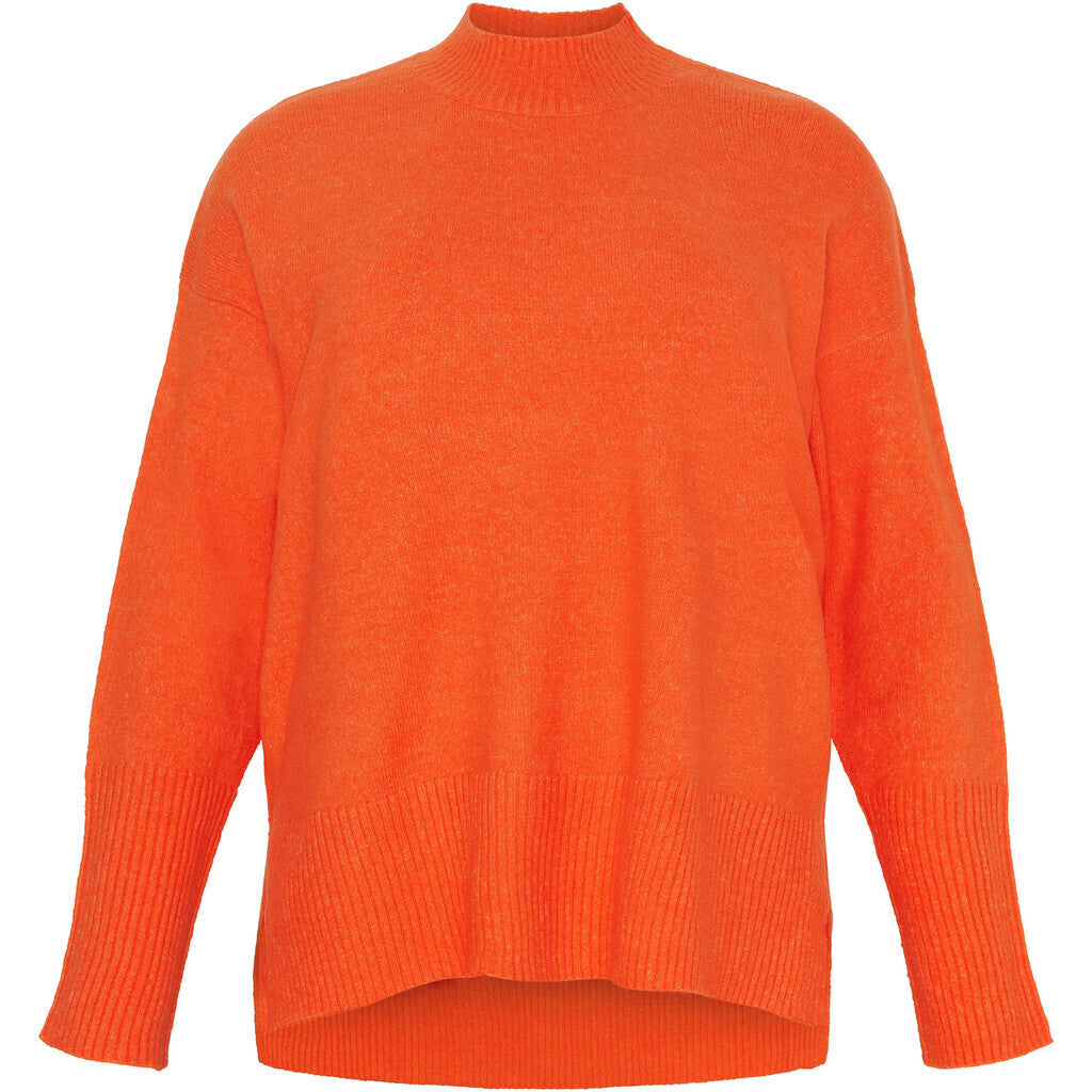 NO. 1 BY OX striktrøje ribkant i hals Sweaters Flower Orange