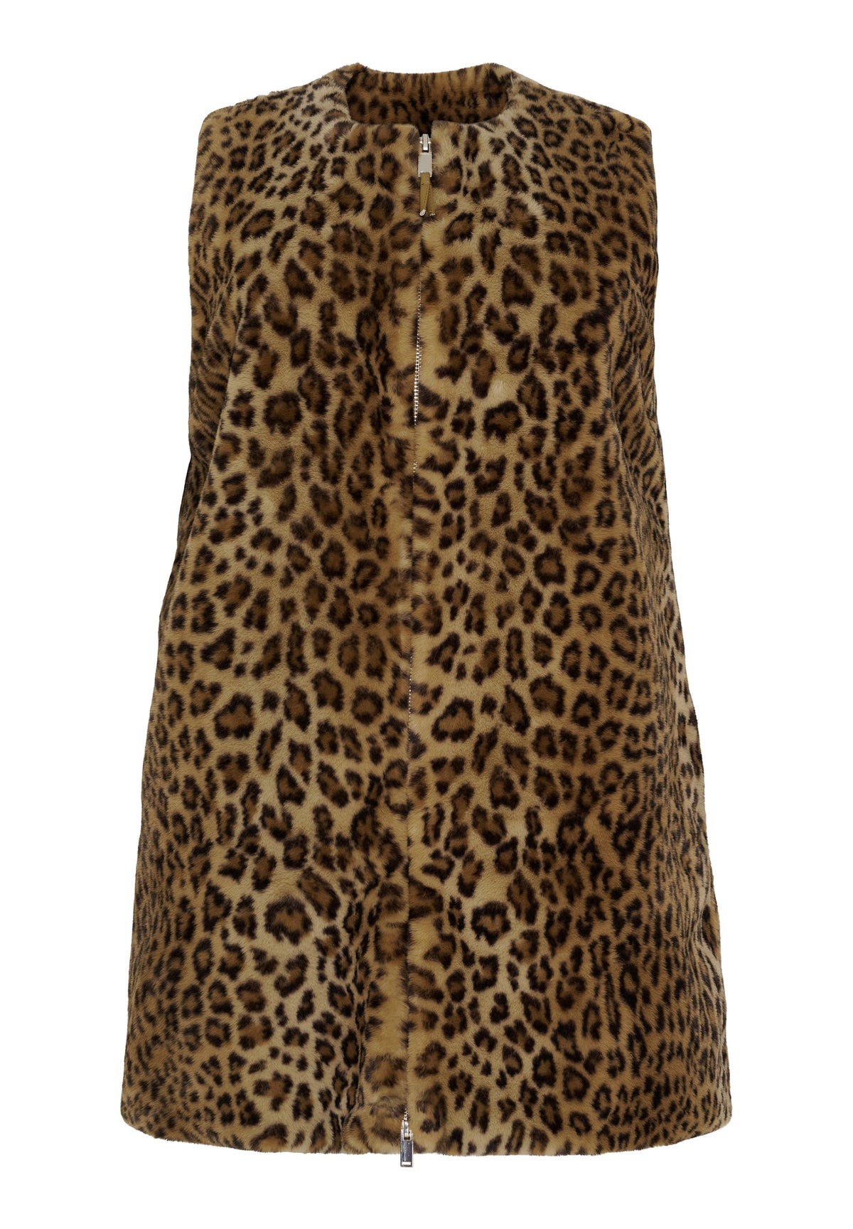 NO. 1 BY OX Vest i imiteret pels med leopardprint Veste Brun