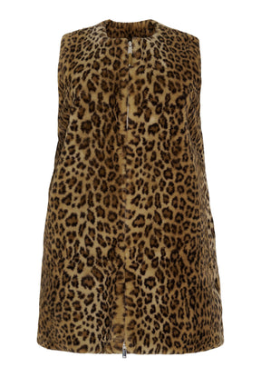 NO. 1 BY OX Vest i imiteret pels med leopardprint Veste Brun