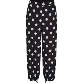 NO. 1 BY OX Wide Pants w hidden circle string Bukser Black w White Dots