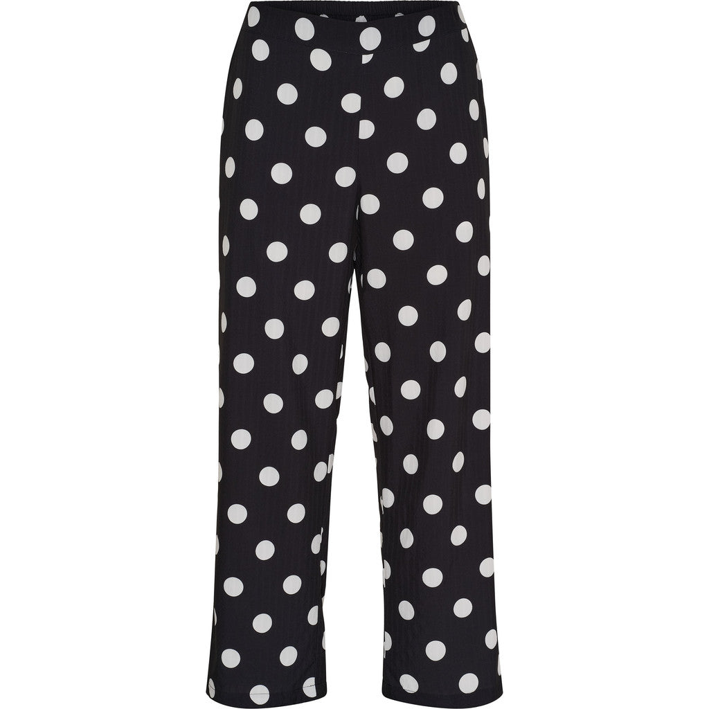 NO. 1 BY OX Wide Pants w hidden circle string Bukser Black w White Dots