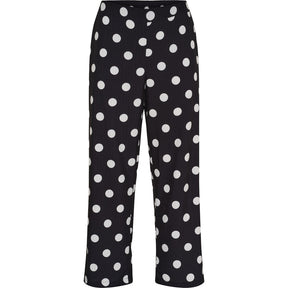 NO. 1 BY OX Wide Pants w hidden circle string Bukser Black w White Dots