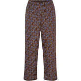 NO. 1 BY OX Wide Pants w hidden circle string Bukser Stone Brown w Snorkel Blue Flowers