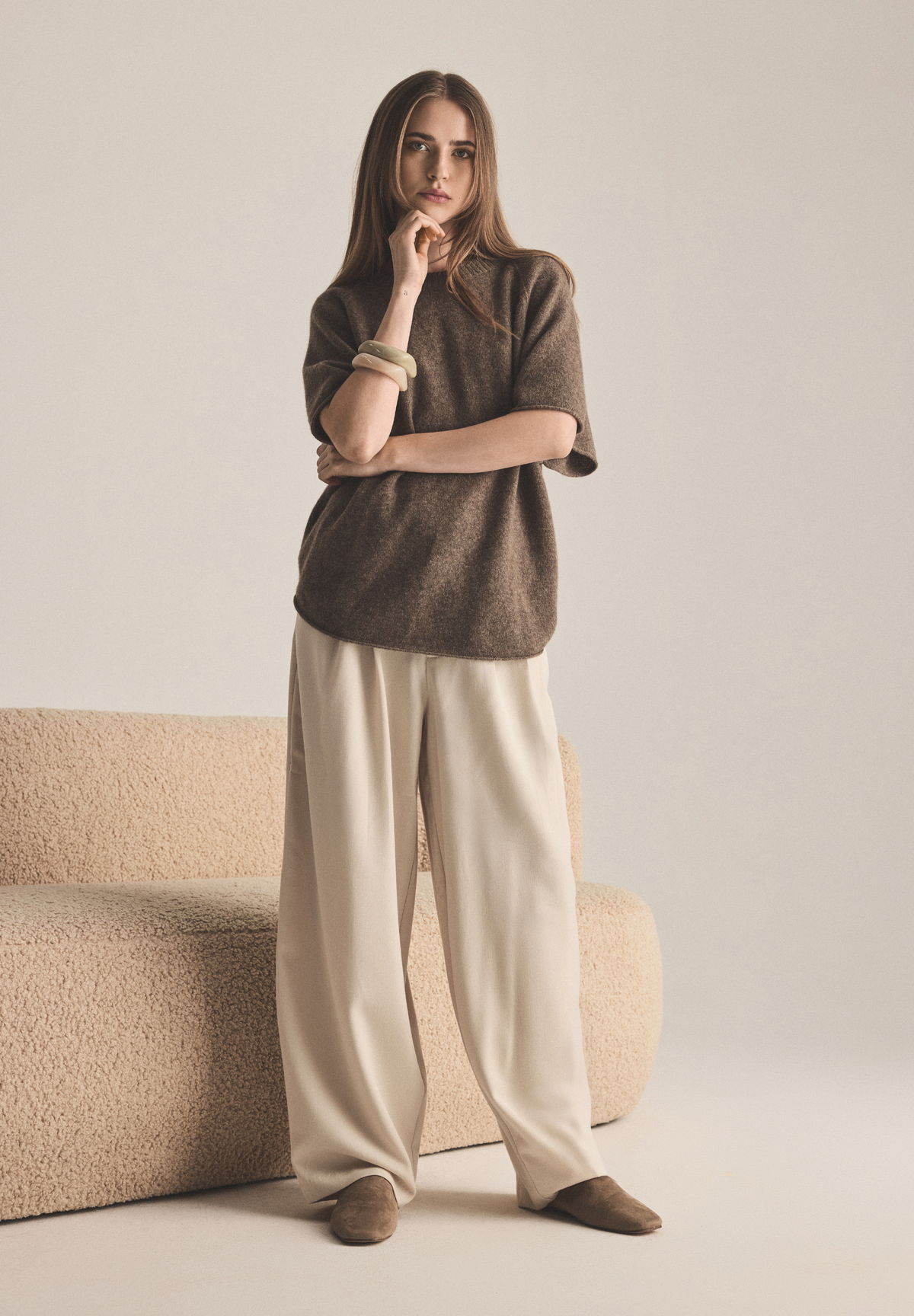 BTFCPH Yak pullover med korte ærmer Pullovers Beige