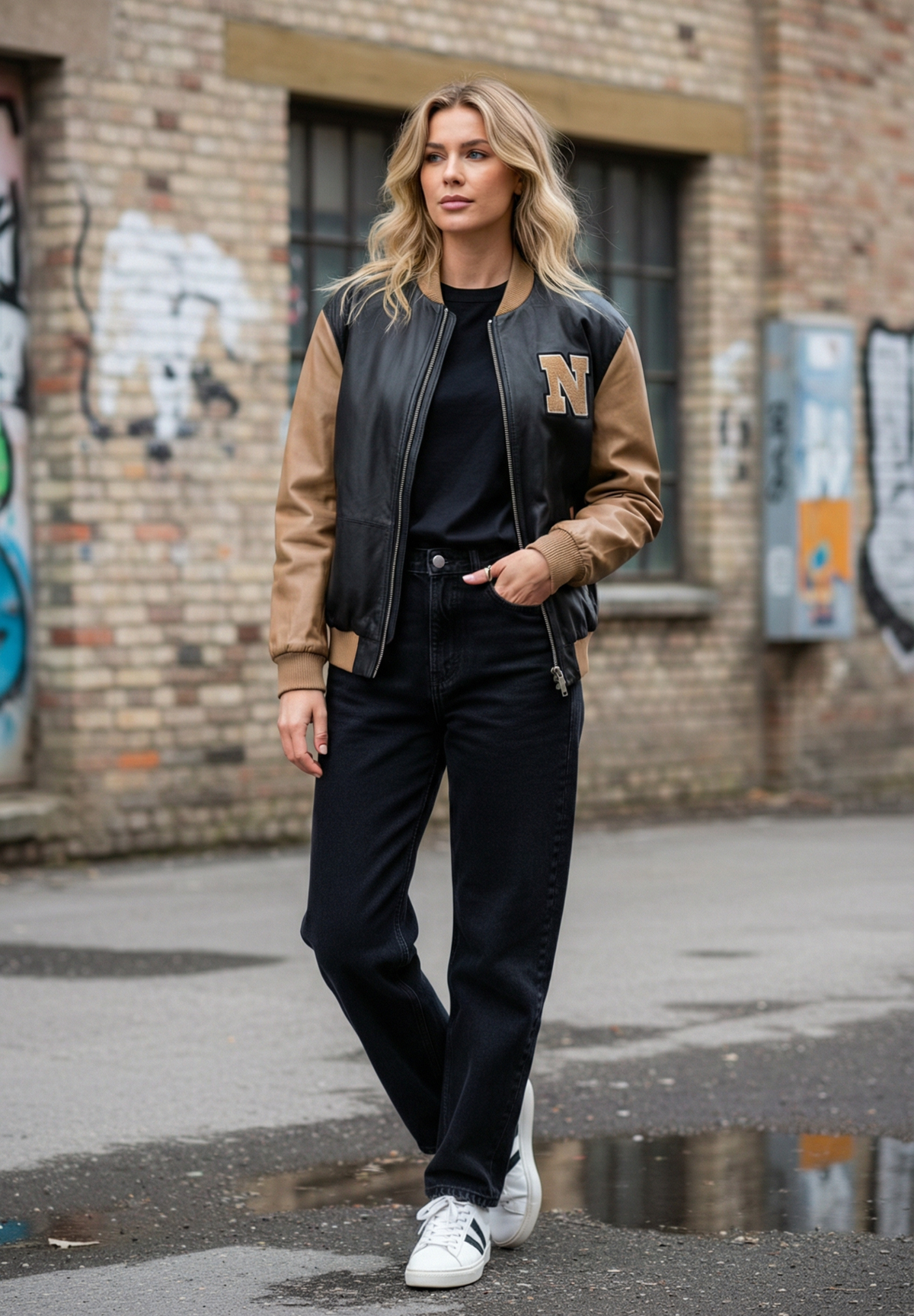 NOTYZ baseball jakke i læder Jakker Sort