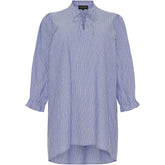 NO. 1 BY OX feminin kjole med striber Kjoler Denim blue pinstripes