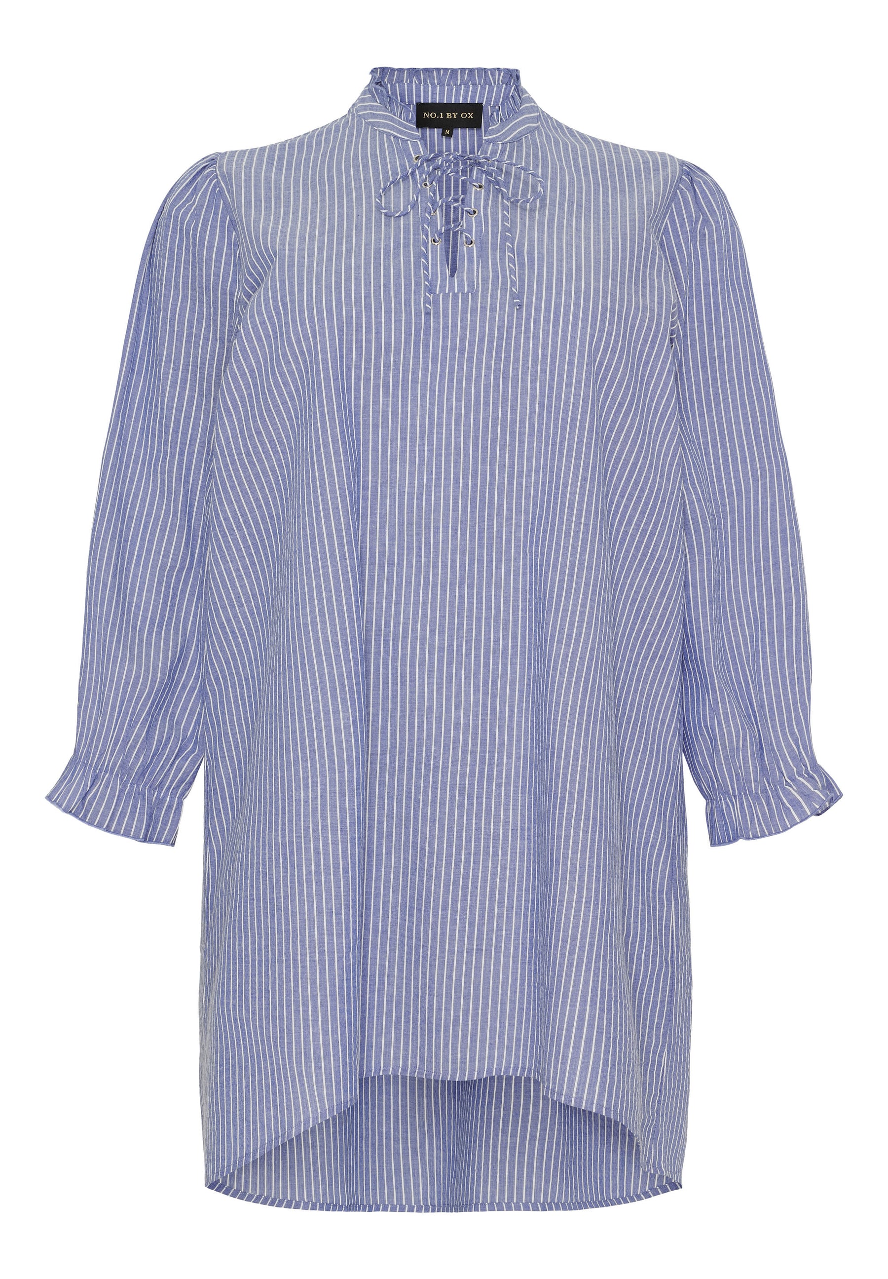 NO. 1 BY OX feminin kjole med striber Kjoler Denim blue pinstripes