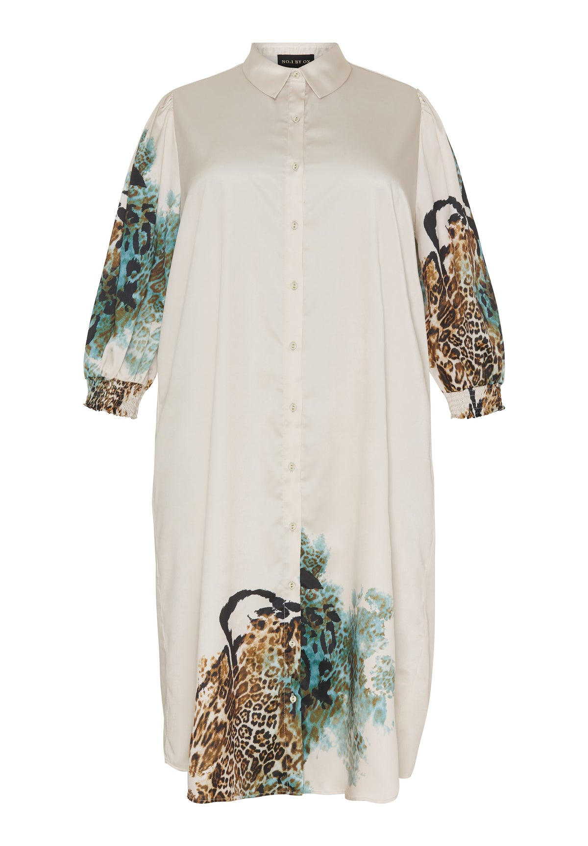 NO. 1 BY OX kjole med et unikt leoprint Kjoler Cream White w Leo print