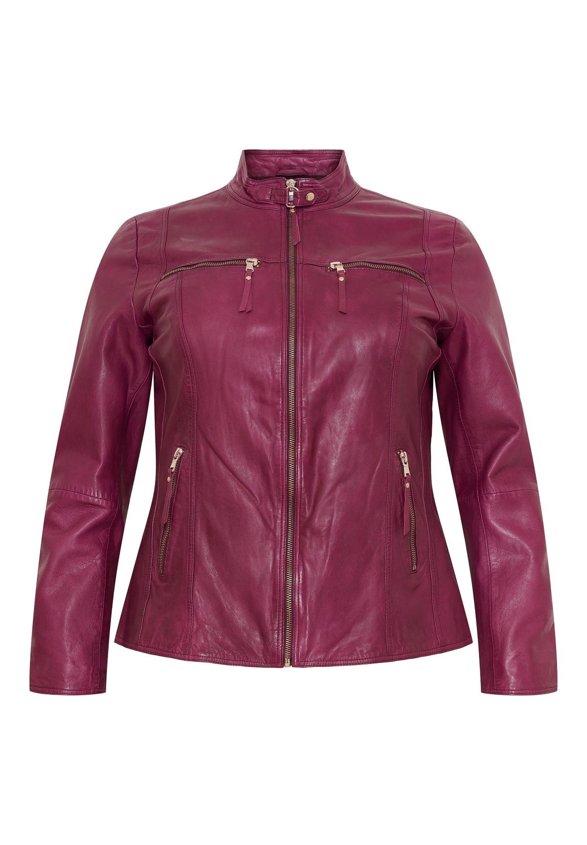 NO. 1 BY OX klassisk læderjakke (Str. 36 - 46) Jakker Magenta Pink w light Gold acc.