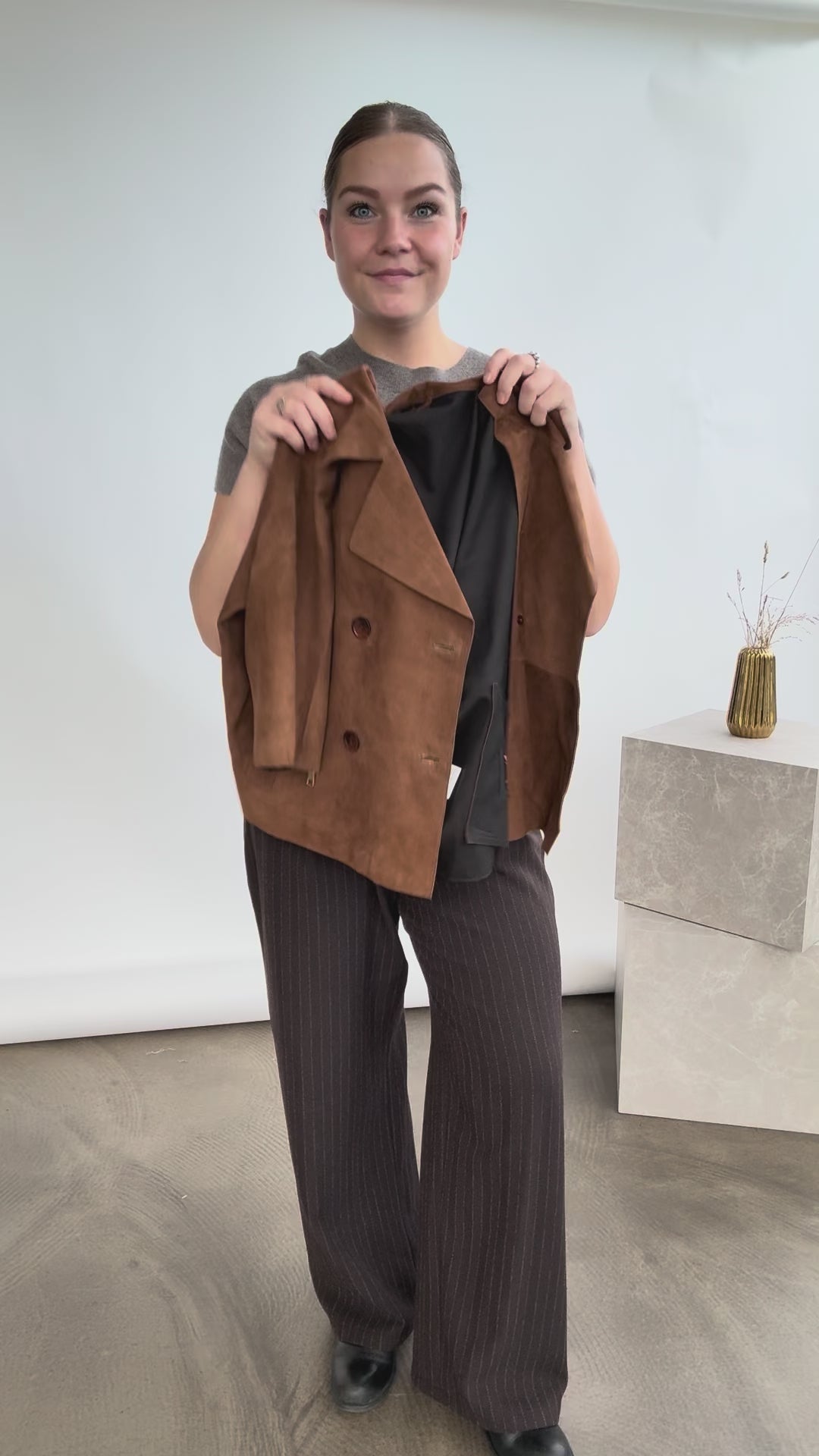 BTFCPH Trenchcoat med korte ærmer i ruskind Jakker Caramel