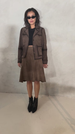 NOTYZ Kort blazer i ruskind Jakker Brun