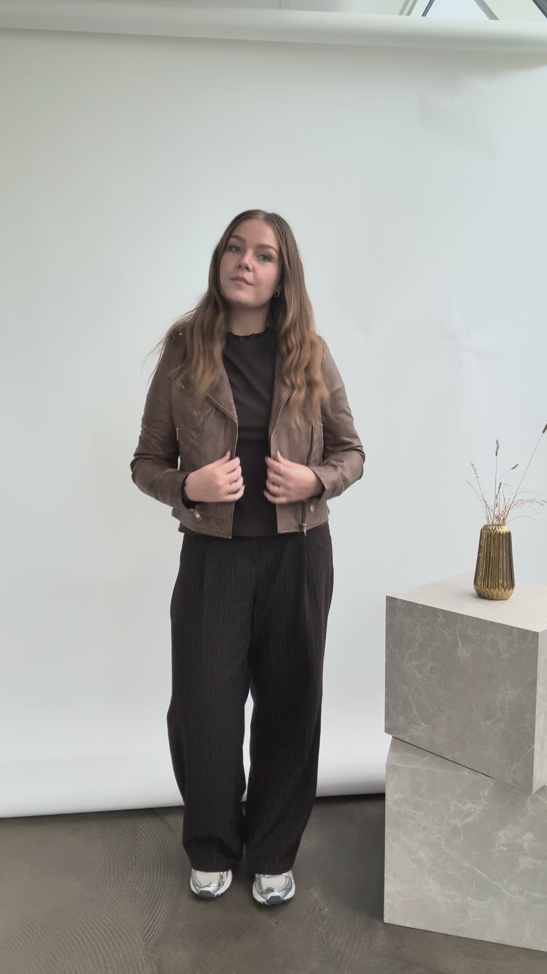 BTFCPH Bikerjakke i blødt læder Jakker Mocha w. Silver acc.