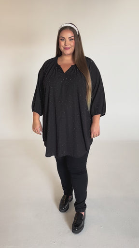 NO. 1 BY OX Tunika Kjole Tunika Black w Silver stones