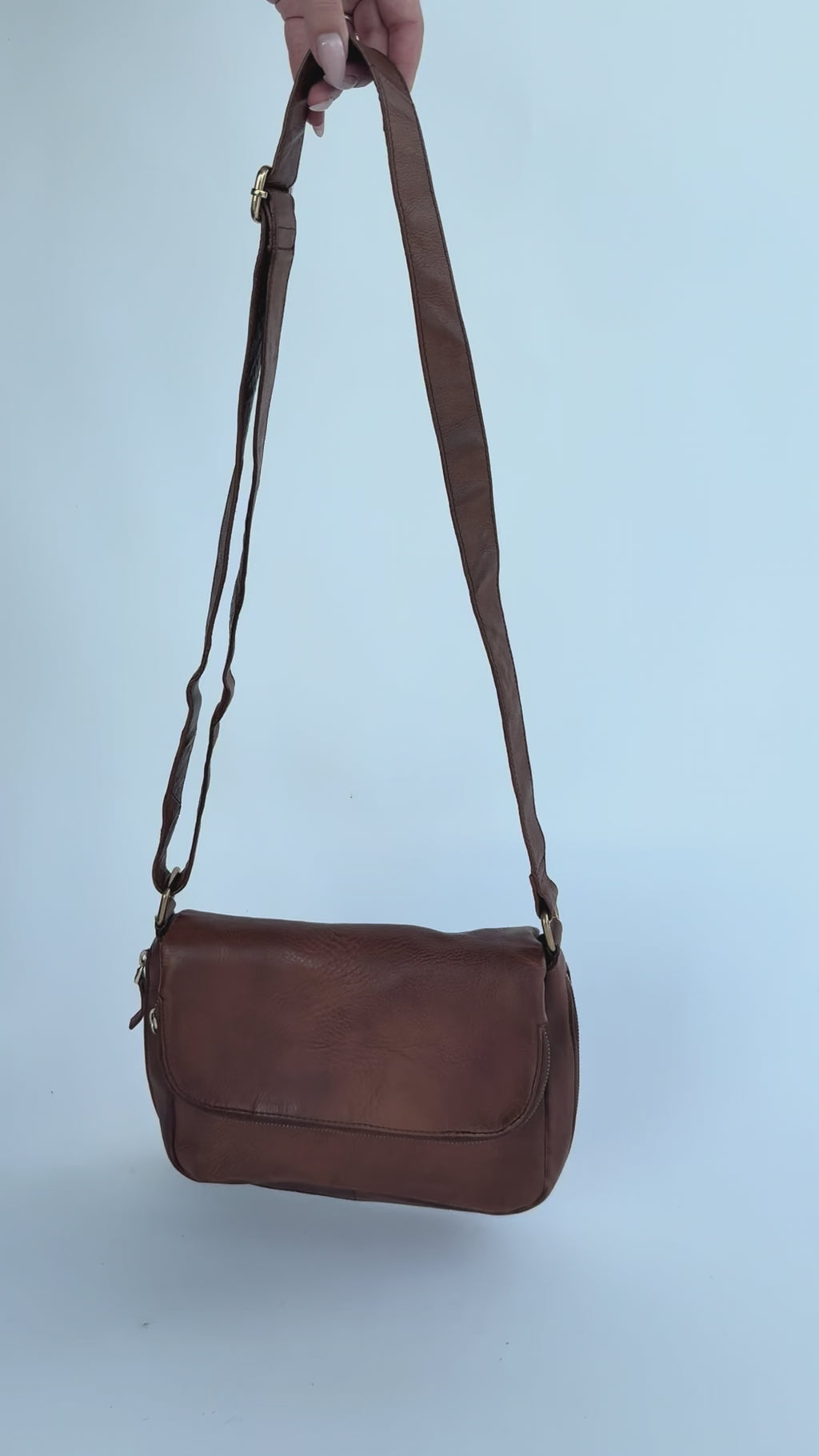 BTFCPH Crossbody lædertaske Tasker Cognac w. Light Gold acc.