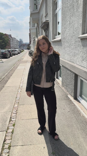 NOTYZ Bikerjakke med bælte Jakker Grey w. Silver acc.