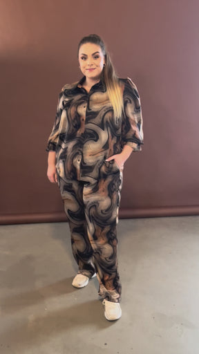 NO. 1 BY OX Skjorte med 3/4 ærmer Skjorter Brown and black swirl print