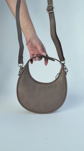 BTFCPH Mini Hobo skindtaske Tasker Mocha w. Silver acc.