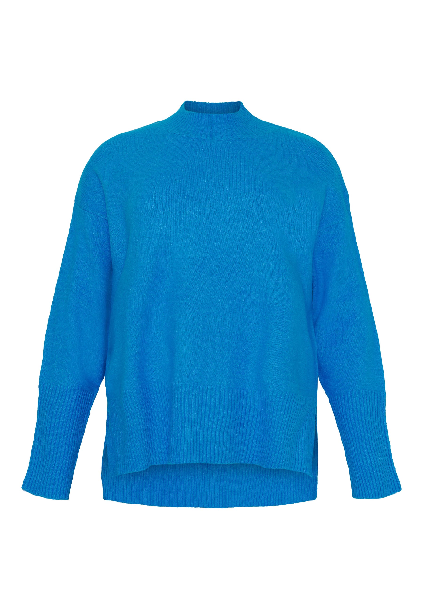 NO. 1 BY OX striktrøje med ribkant i hals Sweaters Clear Blue