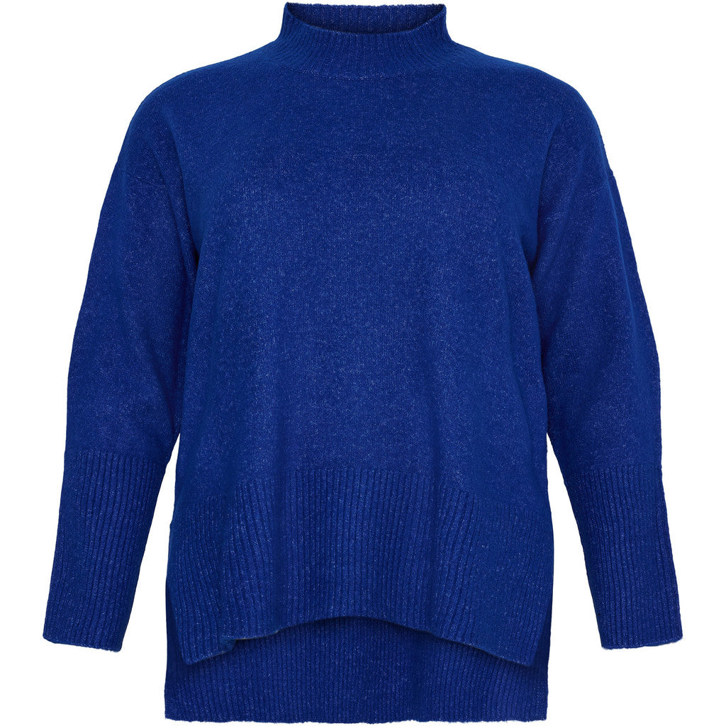 NO. 1 BY OX striktrøje med ribkant i hals Sweaters Dark Cobolt Blue