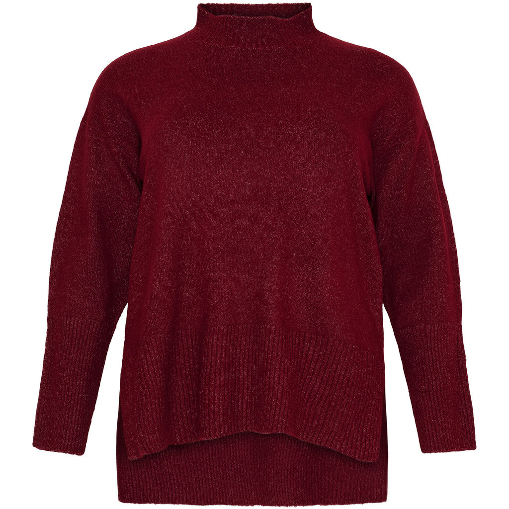NO. 1 BY OX striktrøje med ribkant i hals Sweaters Syrah Red