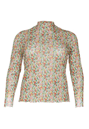 NO. 1 BY OX Blomstret mesh bluse med høj hals Bluser Multi