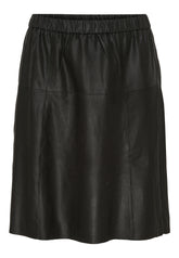 NO. 1 BY OX Knælang A-shape nederdel i læder (Str. 36 - 48) Nederdele Sort