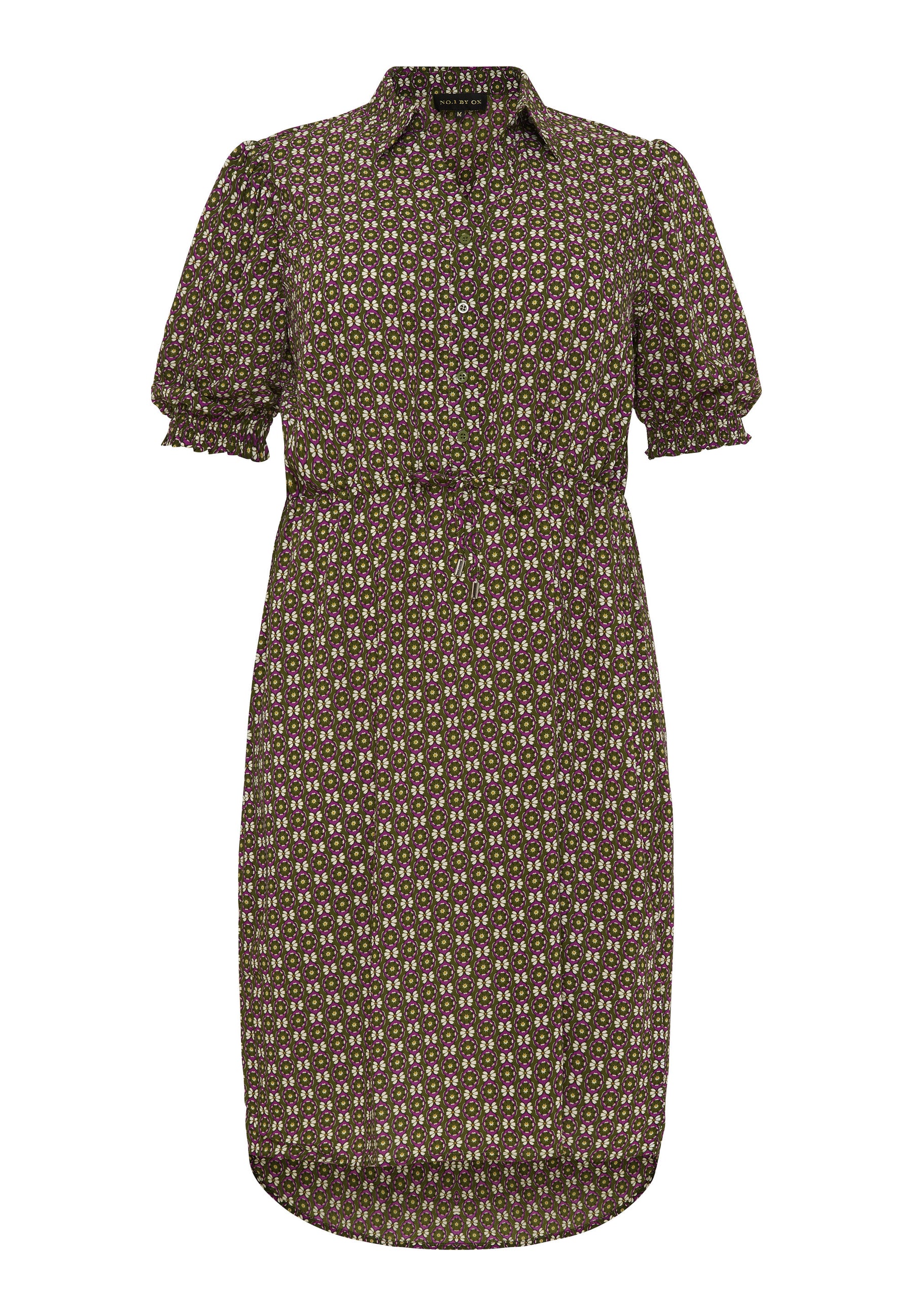 NO. 1 BY OX Kortærmet kjole med bindebånd i taljen Kjoler Grøn
