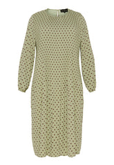NO. 1 BY OX Lang plisseret kjole med prikker Kjoler Grøn