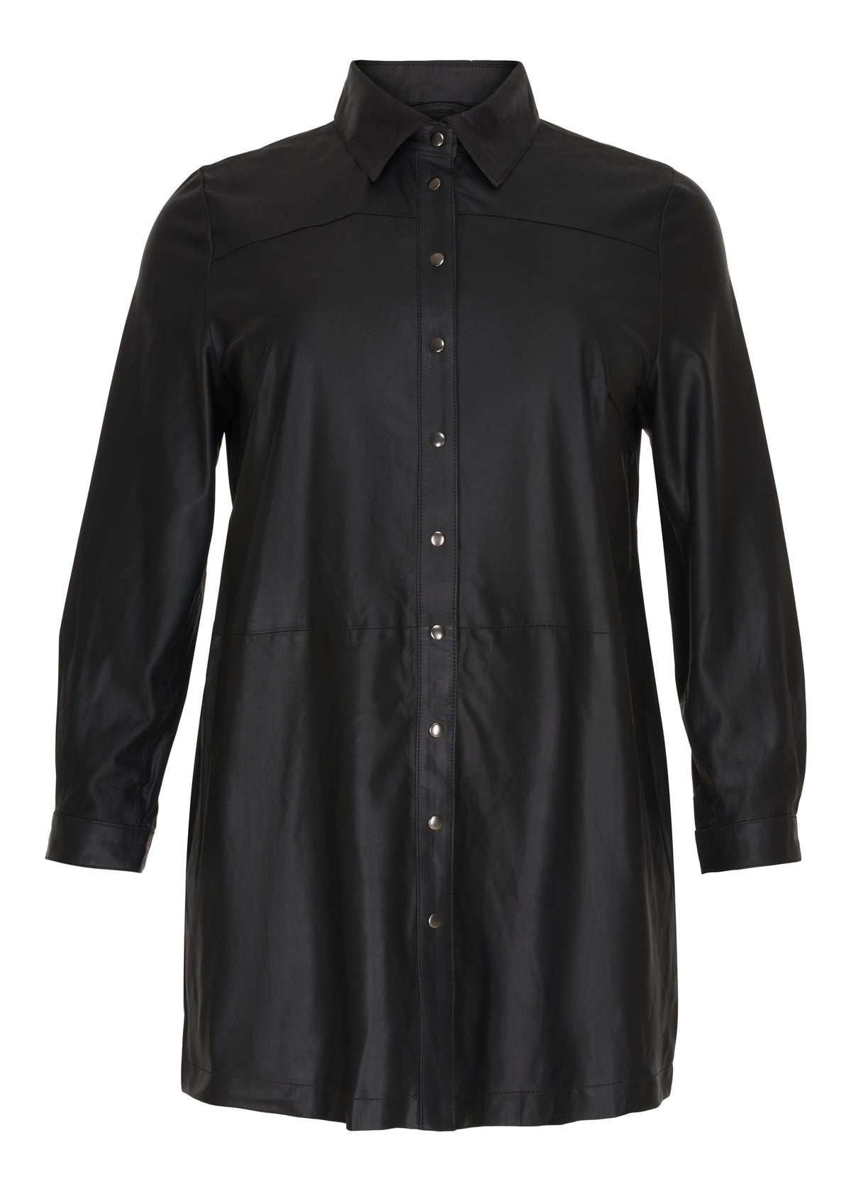 NO. 1 BY OX Lang skjorte i læder (Str. 36-46) Skjorter Sort