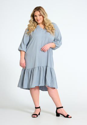 NO. 1 BY OX Midi-kjole med flæsekant Kjoler Blå