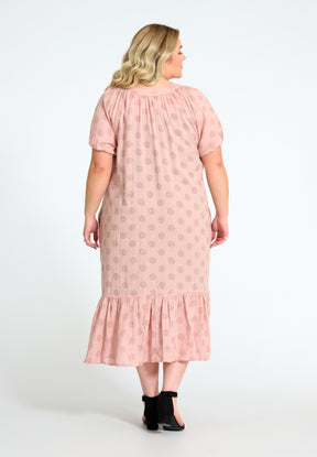 NO. 1 BY OX Midi-kjole med flæsekant Kjoler Rosa