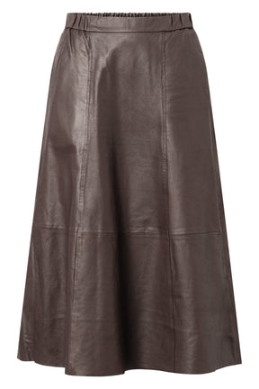 BTFCPH Midi A-shape nederdel i læder Nederdele Brun