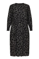 NO. 1 BY OX Midi kjole med hvide blomster Kjoler Sort