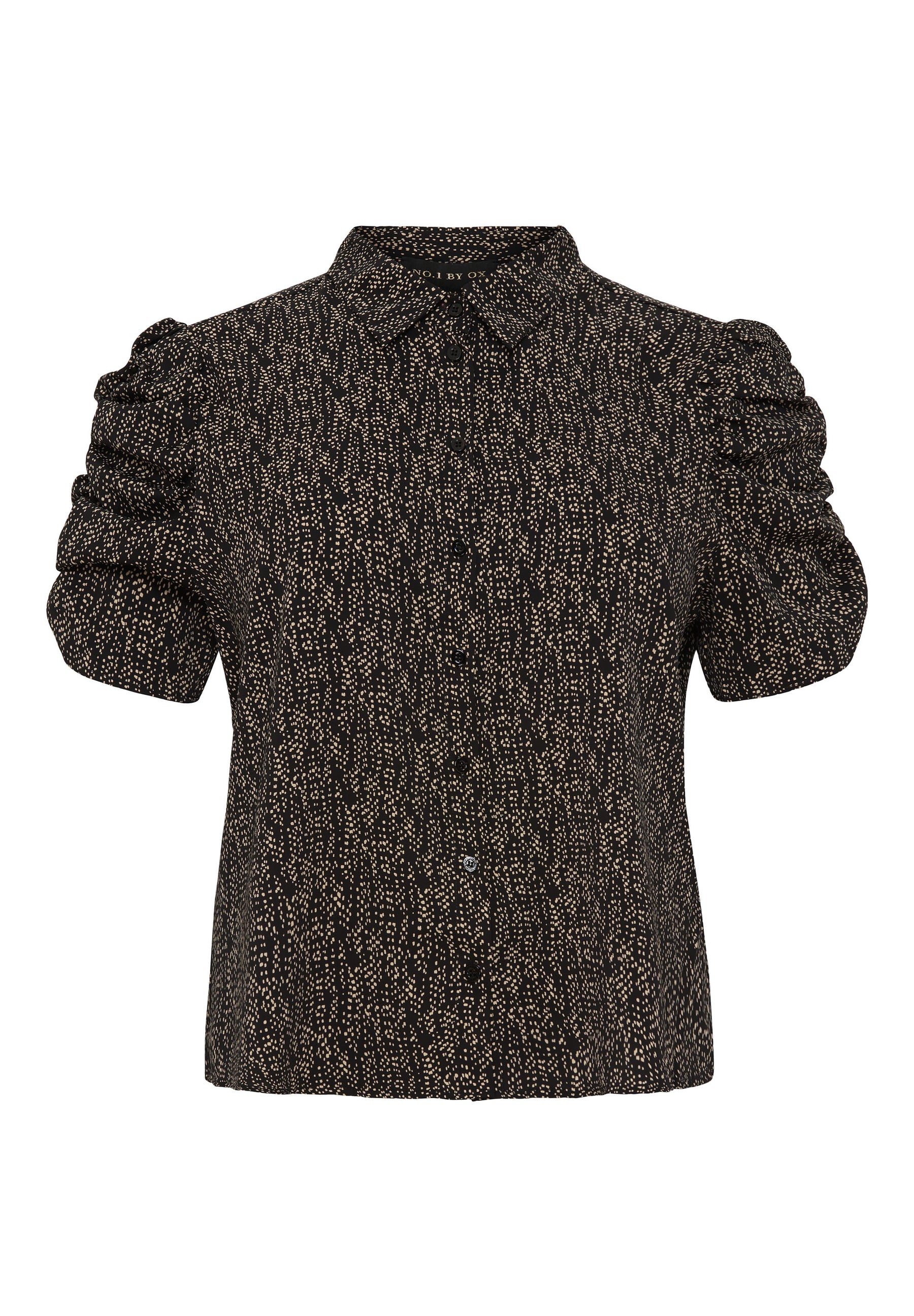 NO. 1 BY OX Prikket bluse med pufærmer Skjorter Sort